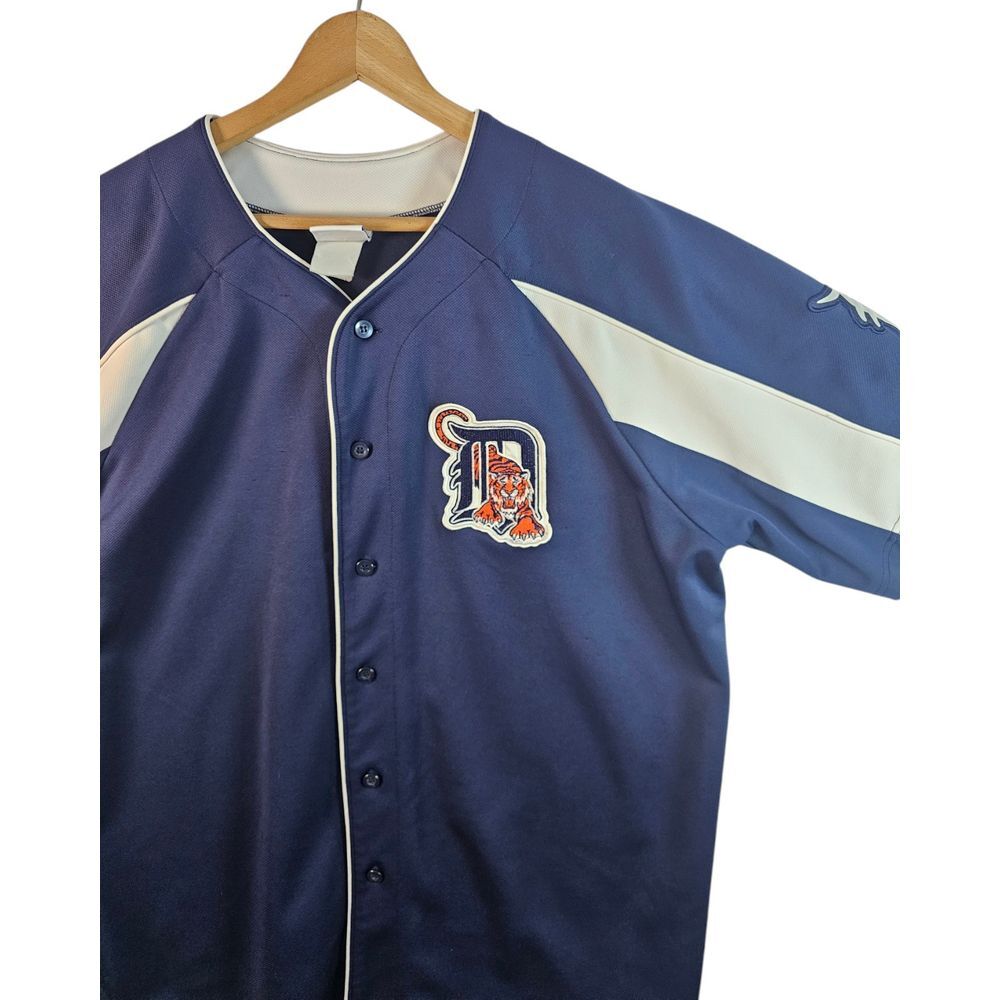 Majestic Detroit Tigers Navy Blue Base Jersey Men's XL Sewn Patches‎